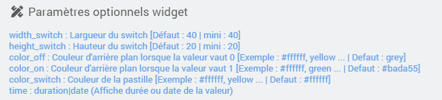 Paramètres optionnels