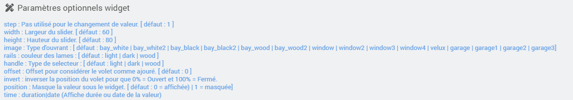 Paramètres optionnels