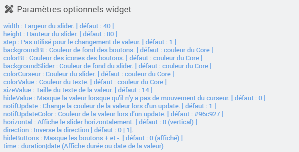 Paramètres optionnels