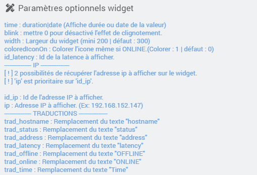 Paramètres